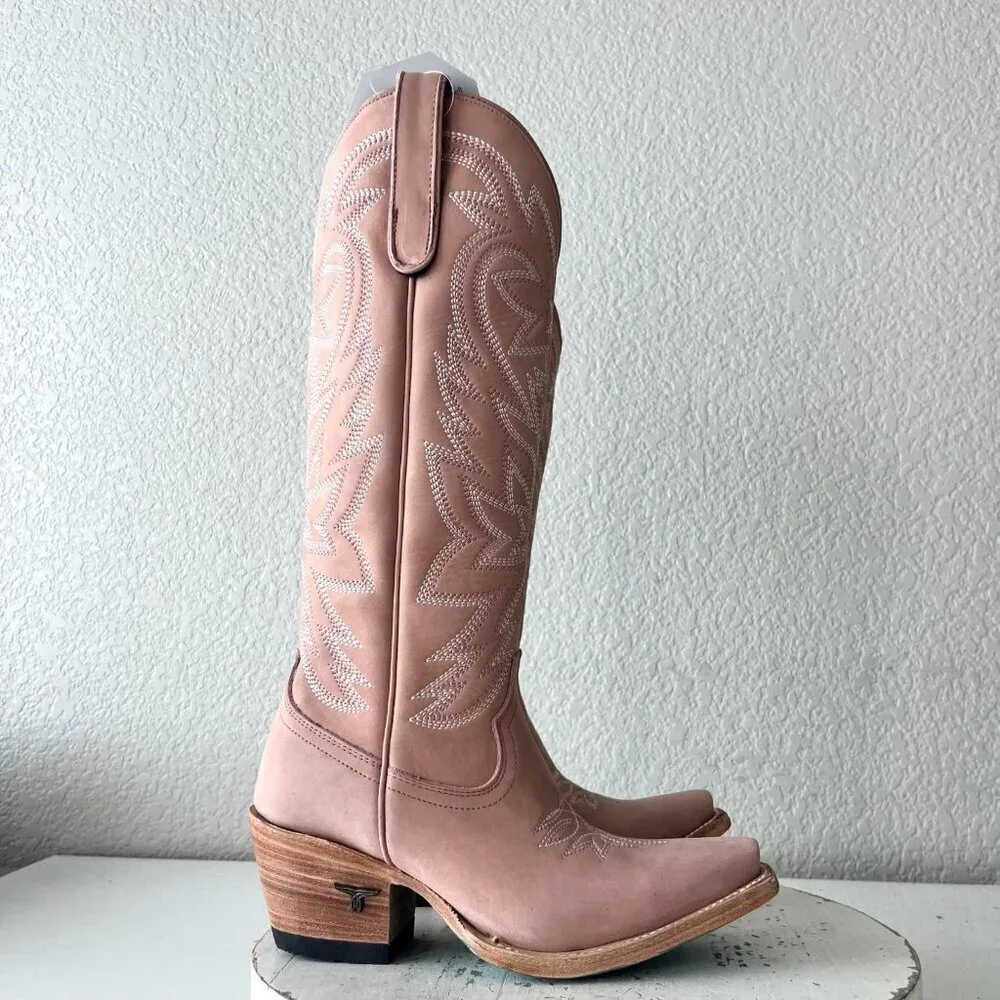 Lane SMOKESHOW Womens Cowboy Boots 5 Pink Leather Western Cowgirl Mid Calf Tall - Picture 2 of 14